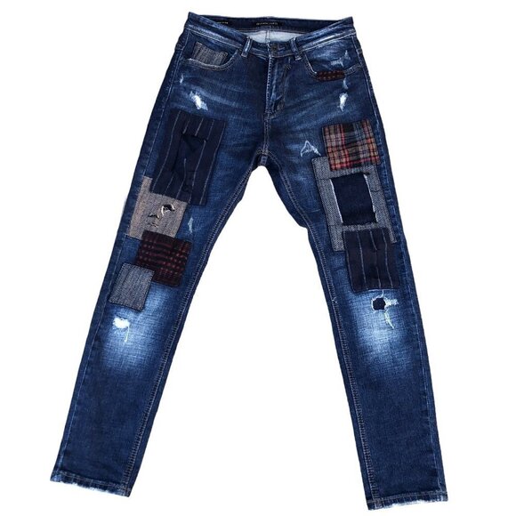 Rare Gianni Lupo Patchwork Jeans Size 28 - Picture 1 of 10